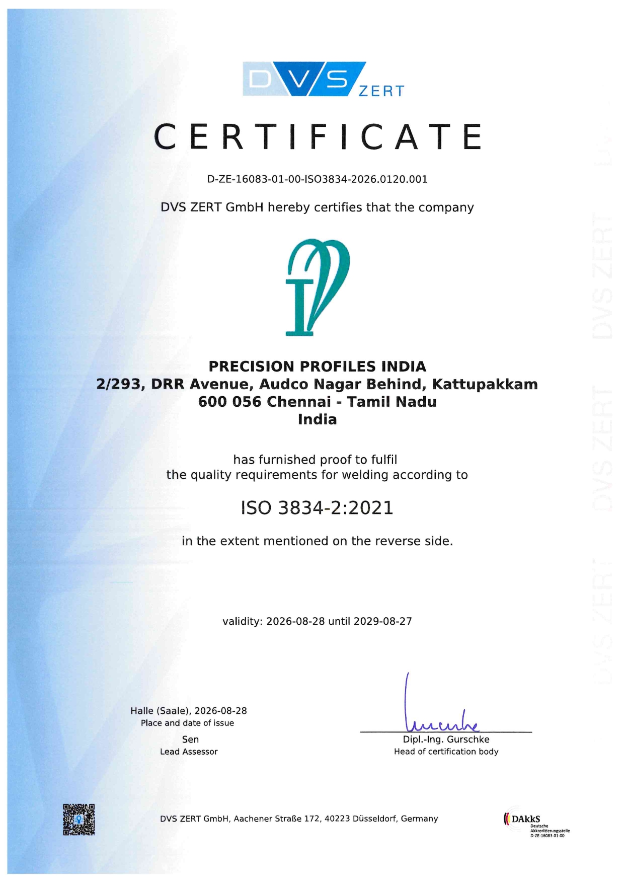 ISO 3834-2:2021 Welding Certification - Precision Profiles India